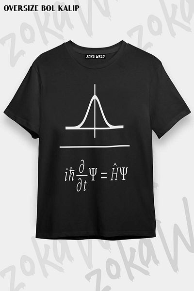 ZOKAWEAR Tricou imprimat unisex oversize cu design Schrödinger Wave Equation