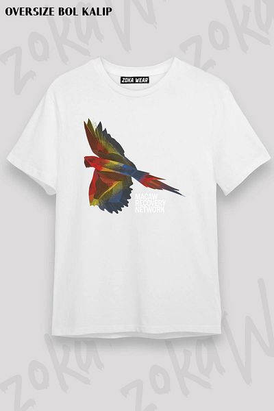 ZOKAWEAR Μπλουζάκι με στάμπα Unisex Oversize Scarlet Macaw Print Design