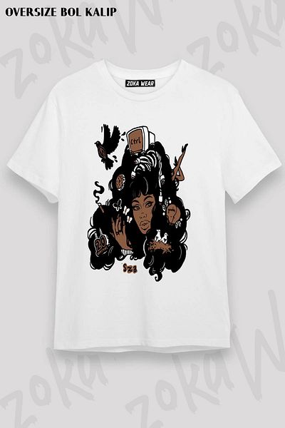 ZOKAWEAR Tricou imprimat unisex oversize Sza Ctrl Album Design
