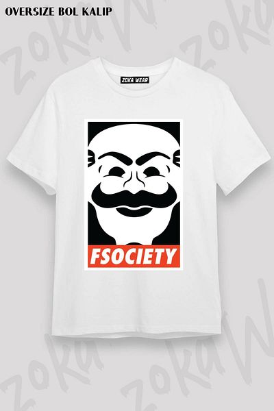 ZOKAWEAR Μπλουζάκι με στάμπα Unisex Oversize Mold Fsociety Design