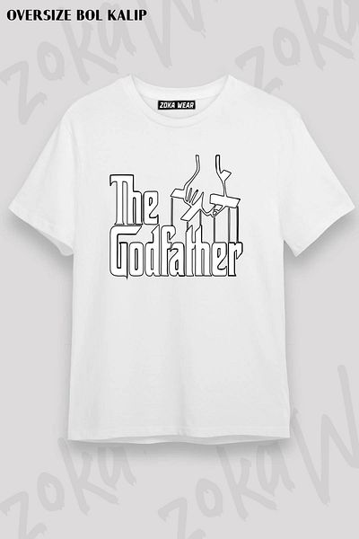 ZOKAWEAR Tricou unisex oversize cu sigla filmul Tatăl Nașul cu imprimeu