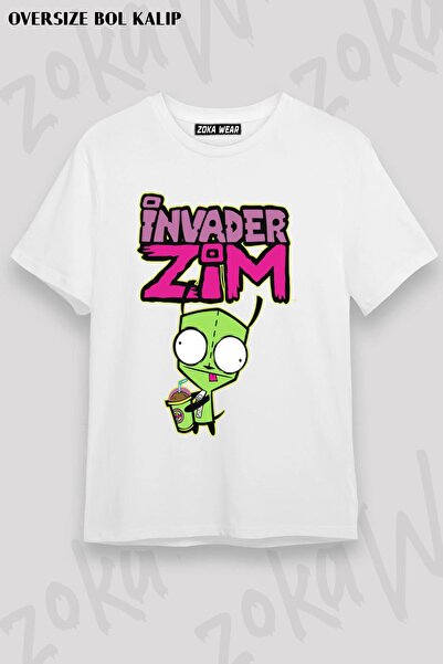 ZOKAWEAR Unisex Oversize kroj Mold Invader Zim Gir Snacking Design Štampano m...