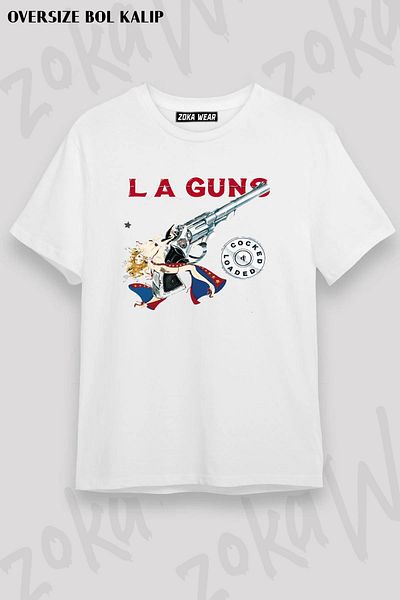 ZOKAWEAR Unisex Oversize Mold L.a. Μπλουζάκι με στάμπα Guns Design