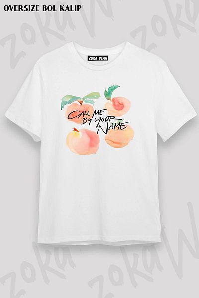ZOKAWEAR Design oversize unisex cu model de piersici - Tricou Call Me By Your Name