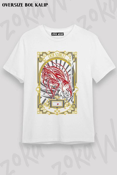 ZOKAWEAR Μπλουζάκι με στάμπα Unisex Oversize Erza Scarlet Design