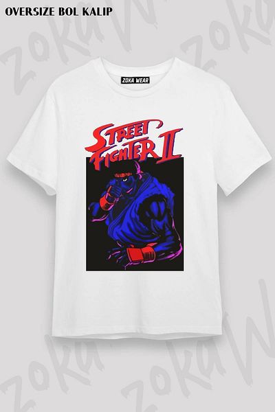 ZOKAWEAR Tricou unisex oversize cu imprimeu Street Fighter 2 Design