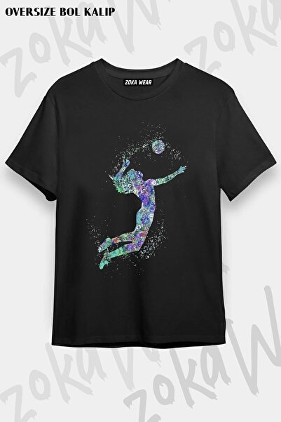 ZOKAWEAR Unisex Oversize Kalıp Voleybol Volleyball Özel Tasarım Baskılı Tshirt