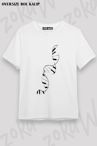 ZOKAWEAR Μπλουζάκι με στάμπα Unisex Oversize Dna Piano Design