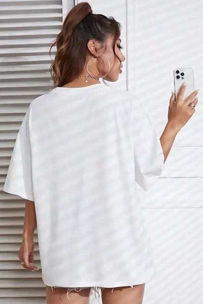 Sezon tekstil Unisex Classical Printed Crew Neck Oversize Cotton T-Shirt