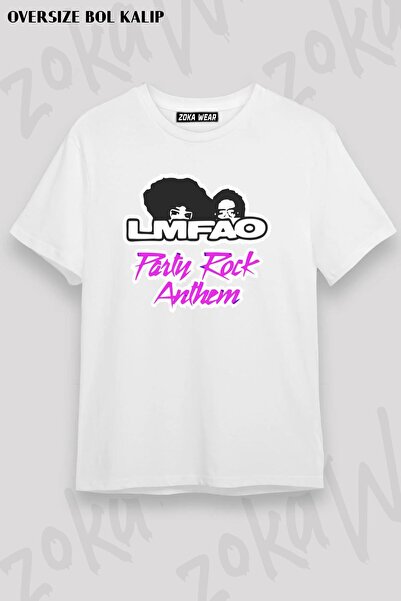 ZOKAWEAR Unisex Oversize Fit Lmfao Party Rock Design Printed Tshirt