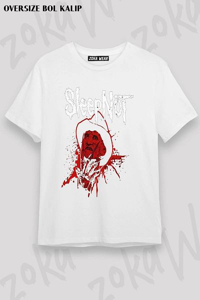 ZOKAWEAR Tricou unisex oversize Sleep Not, tricou imprimat cu design Freddy Krueger