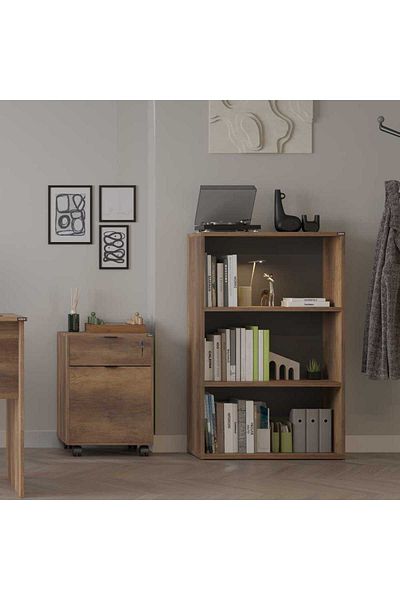Adore Adore Rio Mini Bookcase, 3 shelves, 72 x 109 x 34 cm - Walnut