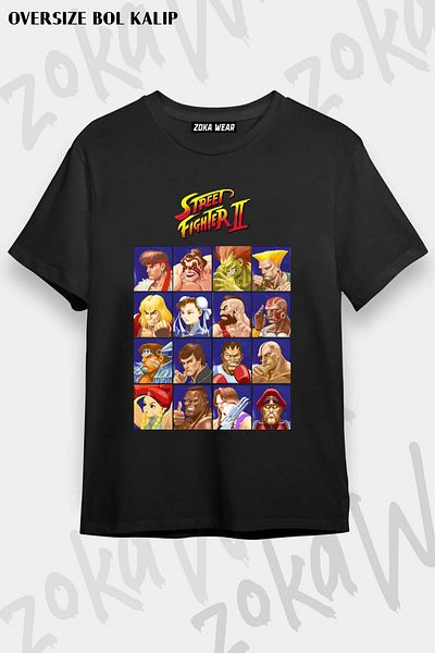 ZOKAWEAR Tricou unisex oversize cu imprimeu Street Fighter Design