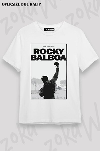 ZOKAWEAR Unisex Oversize kroj Die Cut Movie Rocky Design Štampano majica