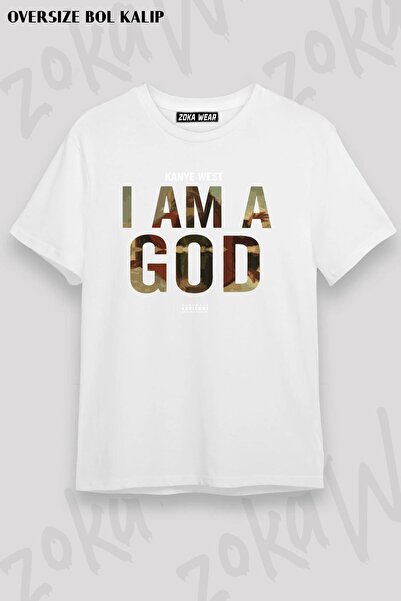 ZOKAWEAR Unisex Oversize Fit Kanye West God Design Printed Tshirt