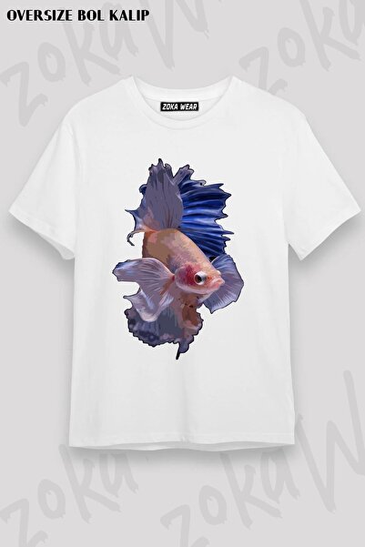 ZOKAWEAR Unisex Oversize kroj Mold Fish Betta Design Štampano majica