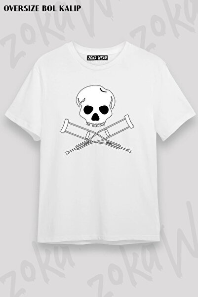 ZOKAWEAR Tricou unisex oversize Jackass cu craniu și model de oase