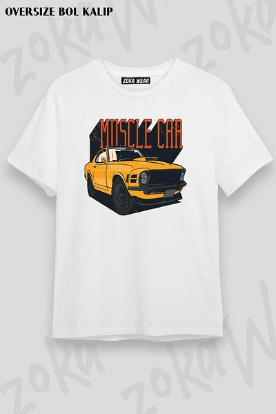 ZOKAWEAR Μπλουζάκι με στάμπα Unisex Oversize Muscle Car Car Design