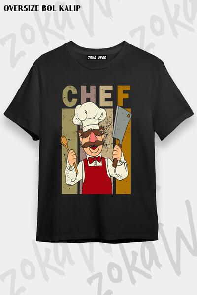 ZOKAWEAR Tricou imprimat unisex oversize The Muppet Kitchen Swedish Chef Design