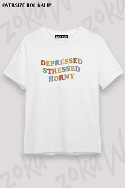 ZOKAWEAR Μπλουζάκι με στάμπα Unisex Oversize με κατευθυνόμενο στρες, πολύχρωμ...