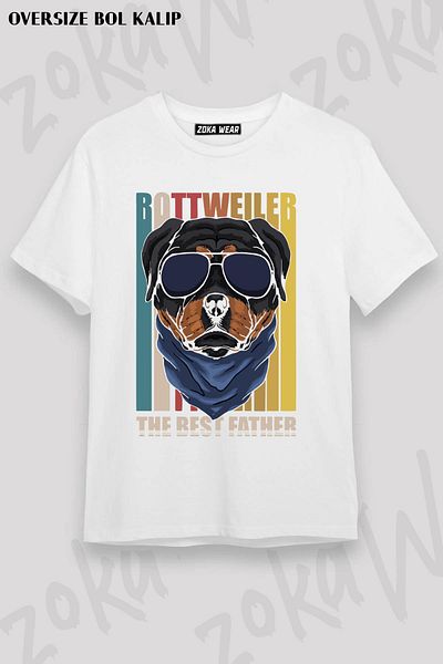 ZOKAWEAR Unisex Oversize Fit Rottweiler The Best Father Design εμπριμέ μπλουζάκι