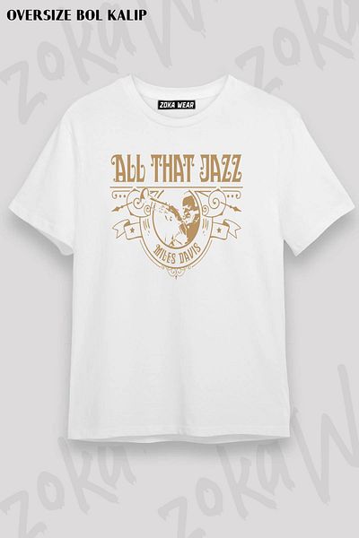ZOKAWEAR Tricou unisex oversize cu imprimeu Miles Davis Jazz Design