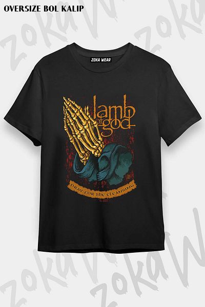 ZOKAWEAR Tricou unisex oversize Lamb Of God v2 cu imprimeu