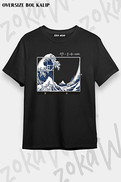 ZOKAWEAR Unisex Oversize kroj Mold The Great Fibonacci Wave Design Štampano m...