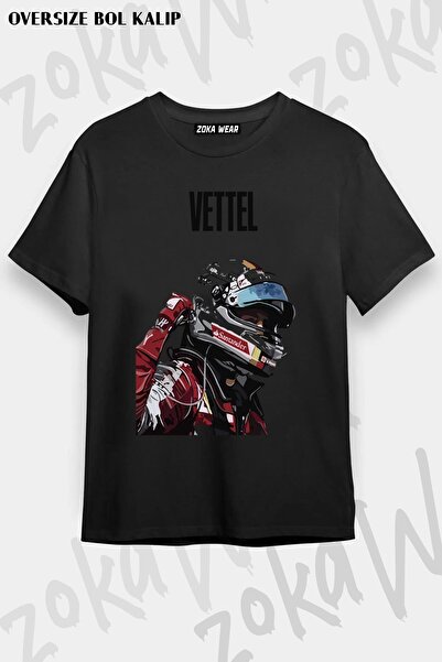 ZOKAWEAR Tricou unisex supradimensionat cu design formula Mold Sebastian Vettel