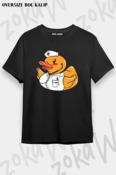ZOKAWEAR Unisex Oversize Fit Nurse Duck Healthcare Design Printed Tshirt
