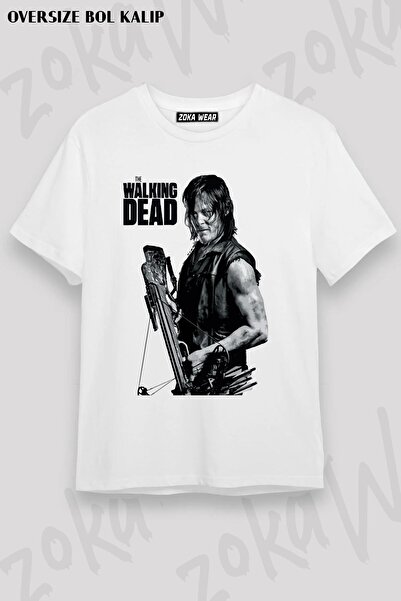 ZOKAWEAR Unisex Oversize Kalıp Daryl Dixon The Walking Dead Tasarım Baskılı Tshirt