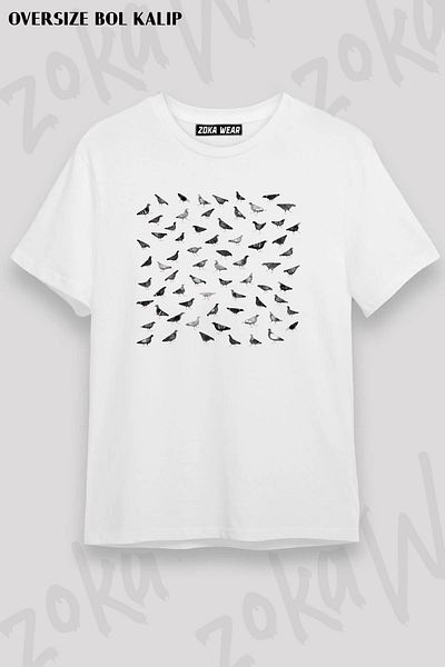 ZOKAWEAR Μπλουζάκι Unisex Oversize Pigeon Printed