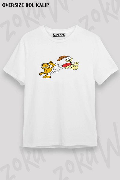 ZOKAWEAR Tricou unisex oversize cu imprimeu Garfield v2 Design