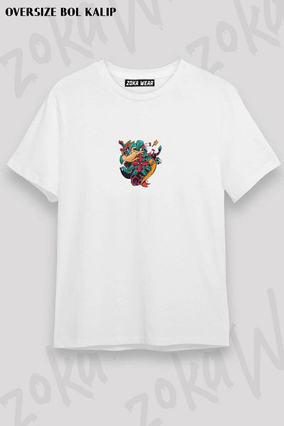 ZOKAWEAR Unisex Oversize Mold Πολύχρωμο Τέχνη από Σιδερένια Ανταλλακτικά Σχεδιασμός Τυπωμένο Tshirt