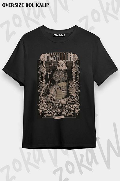 ZOKAWEAR Tricou unisex oversize cu imprimeu Rasputin Mastodon Design
