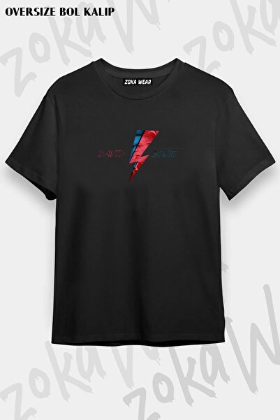 ZOKAWEAR تيشيرت مطبوع بتصميم ديفيد باوي كبير الحجم للجنسين