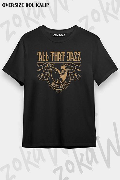 ZOKAWEAR Tricou unisex oversize cu imprimeu Miles Davis Jazz Design