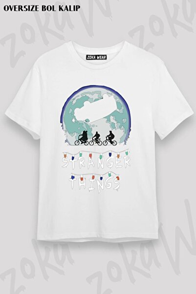 ZOKAWEAR Tricou unisex oversize cu imprimeu Stranger Things cu design de mașină