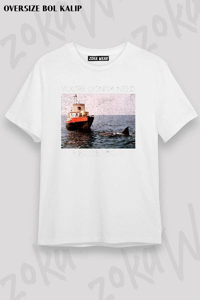 ZOKAWEAR Tricou unisex oversize cu mucegai Jaws Screen Grab You're Design imprimat