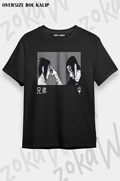 ZOKAWEAR Tricou unisex oversize cu imprimeu Uchiha Itachi Naruto Design
