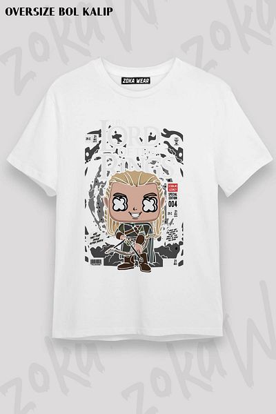 ZOKAWEAR Unisex Oversize Molded Lord of the Rings Μπλουζάκι με στάμπα με σχέδιο