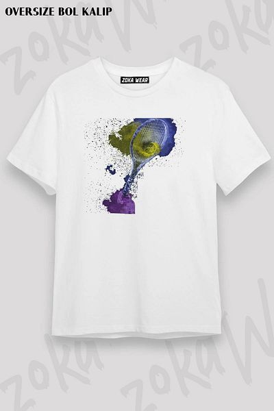 ZOKAWEAR Tricou unisex oversize cu imprimeu tenis tenis