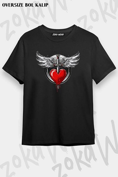 ZOKAWEAR Tricou unisex oversize cu imprimeu Bon Jovi Heart Design
