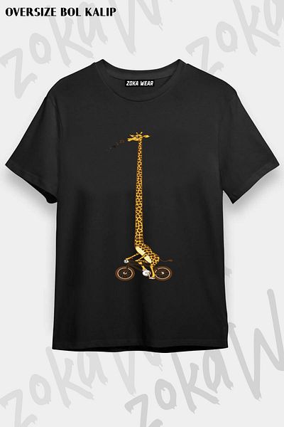 ZOKAWEAR Tricou imprimat unisex oversize cu design lung pentru plimbare cu bicicleta