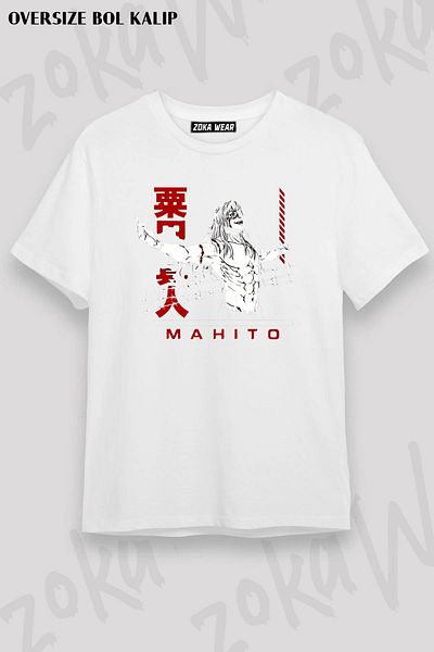 ZOKAWEAR Μπλουζάκι με στάμπα Unisex Oversize Anime Graphic Badass Mahito Design