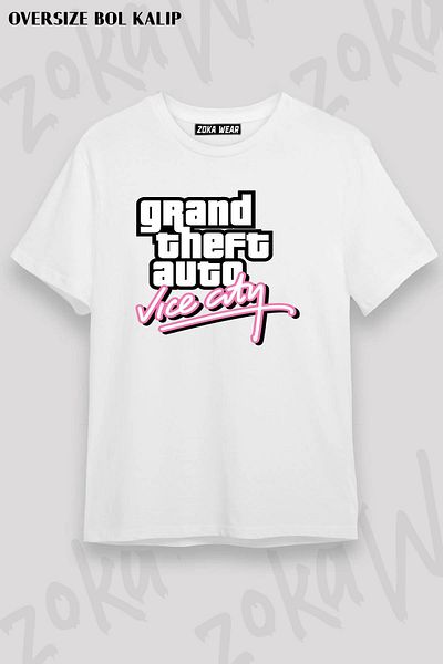 ZOKAWEAR Tricou unisex oversize cu imprimeu Gta Vice City Nostalgia Design