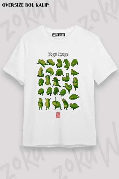 ZOKAWEAR Unisex Oversize kroj Mold Yoga Frogs Poster Design Štampano Majica