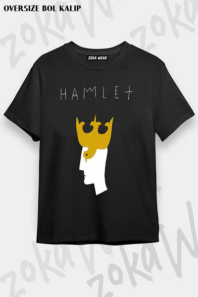 ZOKAWEAR Tricou unisex oversize Shekaspeare King Hamlet Design imprimat