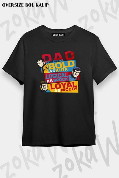 ZOKAWEAR Tricou unisex oversize cu imprimeu Star Trek - Designul tatălui pentru ziua tatălui