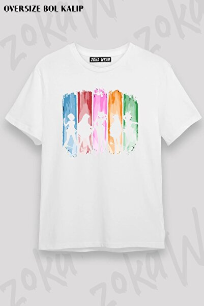 ZOKAWEAR Унісекс Oversize Калібр Sailor Moon Дизайн Друкований Tshirt